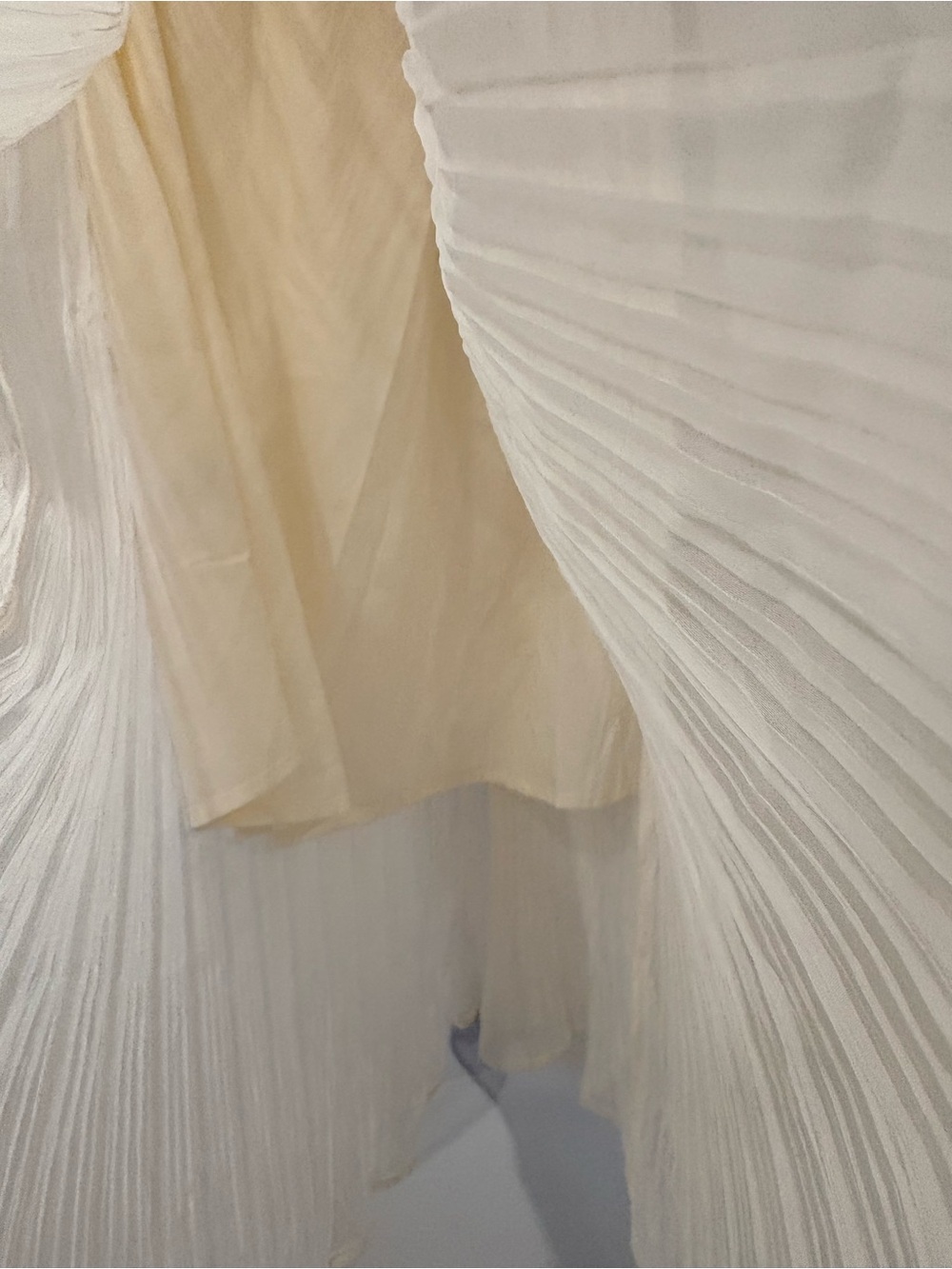 Oak + Fort Ivory Cream Pleated Sheer Midi Maxi Skirt Elastic Waist - Picture 6 of 8